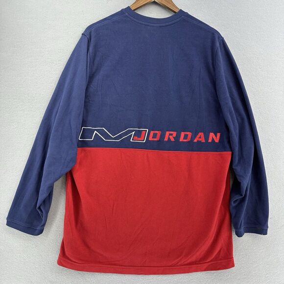Y2K M Jordan Jumpman Long Sleeve Color Block Shirt Men’s XL RARE Blue Red Fleece - Picture 8 of 10